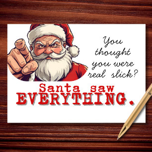 Santa Saw Everything Funny Christmas Holiday Card