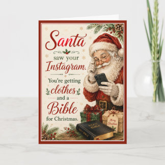 Santa Saw Your Instagram Funny Christmas  Holiday Card