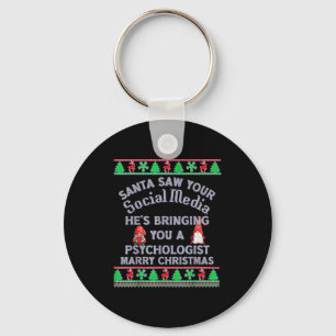 Santa Saw Your Social Media Litical Ugly Christmas Keychain