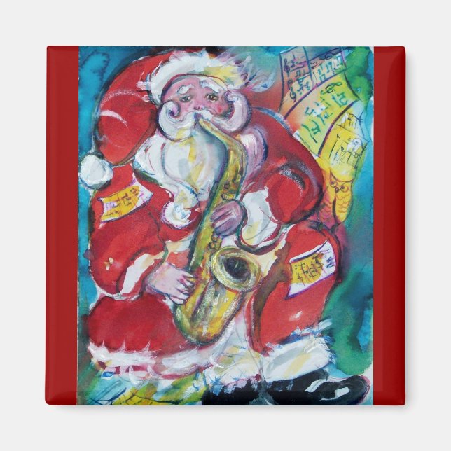 SANTA & SAX, CHRISTMAS PARTY MAGNET (Front)