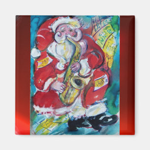 SANTA & SAX, CHRISTMAS PARTY MAGNET