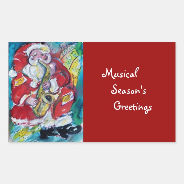 SANTA & SAX, CHRISTMAS PARTY STICKER (Front)