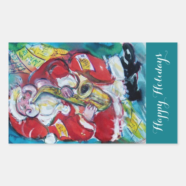 SANTA & SAX, MUSICAL CHRISTMAS PARTY STICKER (Front)