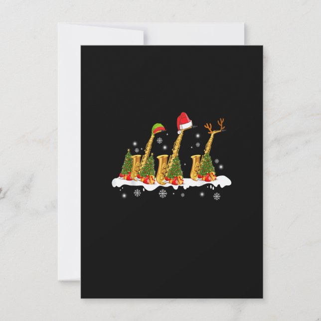 Santa Saxophone Christmas Lights Cute Instrument X Invitation (Front)
