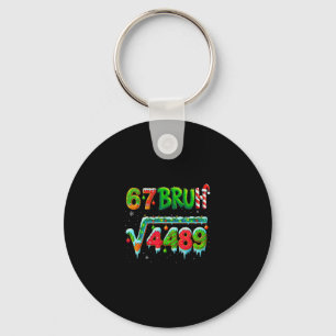 Santa Says 67 Bruh Christmas Square Root 4489 Funn Keychain