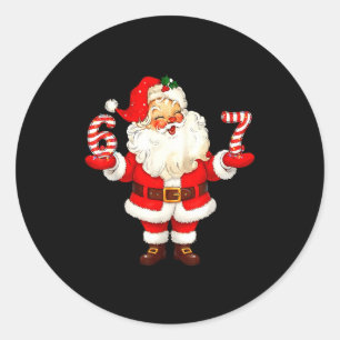 Santa Says Six Seven 6 7 Gen Z Alpha Meme Christma Classic Round Sticker