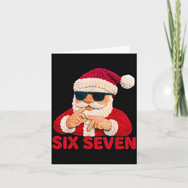 Santa Says Six Seven - 6 7 Meme Latch Hook Yarn Cr Card (Front)