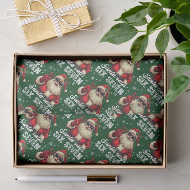Santa Says SIX SEVEN – Funny Christmas Meme Tissue Paper (Gift)