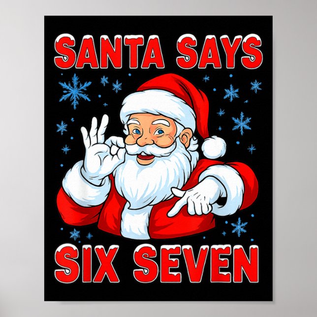 Santa Says Six Seven Funny Gen Z Christmas Gag Bra Poster (Front)