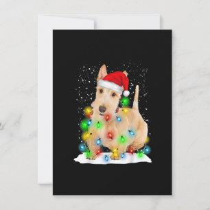 Santa Scottish Terrier Christmas Light Pajama Dog Invitation