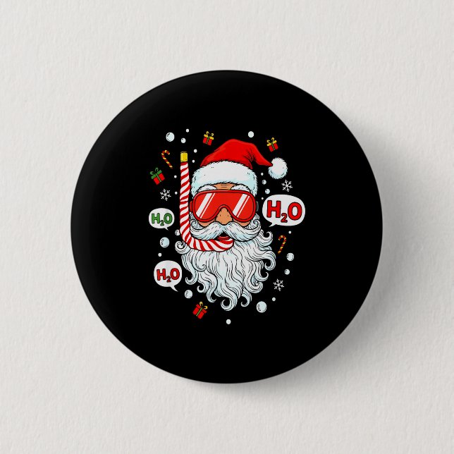 Santa Scuba Diving Equipment Funny Scuba Diver Chr 2 Inch Round Button (Front)