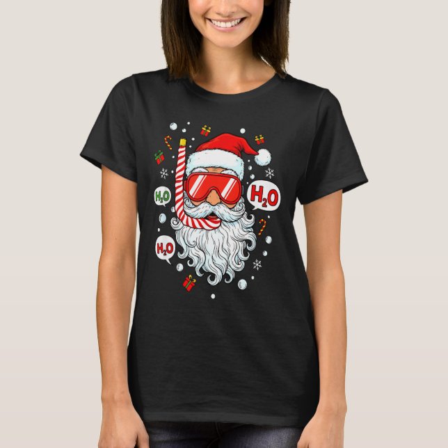 Santa Scuba Diving Equipment Funny Scuba Diver Chr T-Shirt (Front)