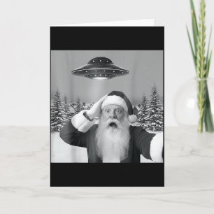 Santa Selfie With Reindeer Ufo Funny Xmas Men Wome Card