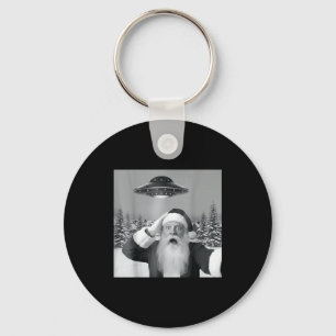 Santa Selfie With Reindeer Ufo Funny Xmas Men Wome Keychain