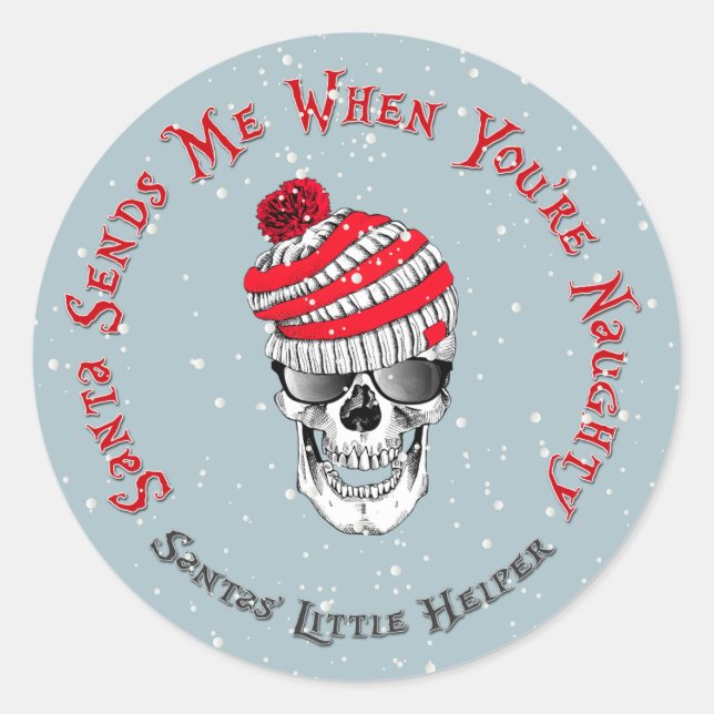 Santa Sends Me When You're Naughty Classic Round Sticker (Front)