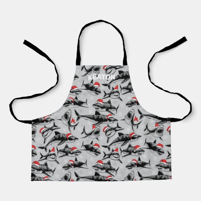Santa Shark All-Over Print Apron (Front)