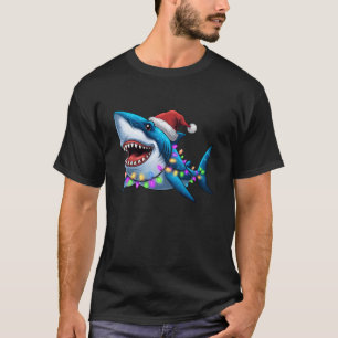 Santa Shark Christmas Funny Shark Lover Xmas Light T-Shirt