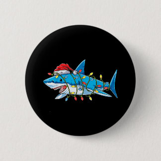 Santa Shark Christmas Lights Sharkmas Tree Xmas Bo 2 Inch Round Button