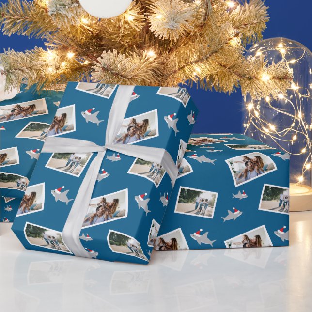 Santa Shark Photo Christmas Wrapping Paper (Holidays)