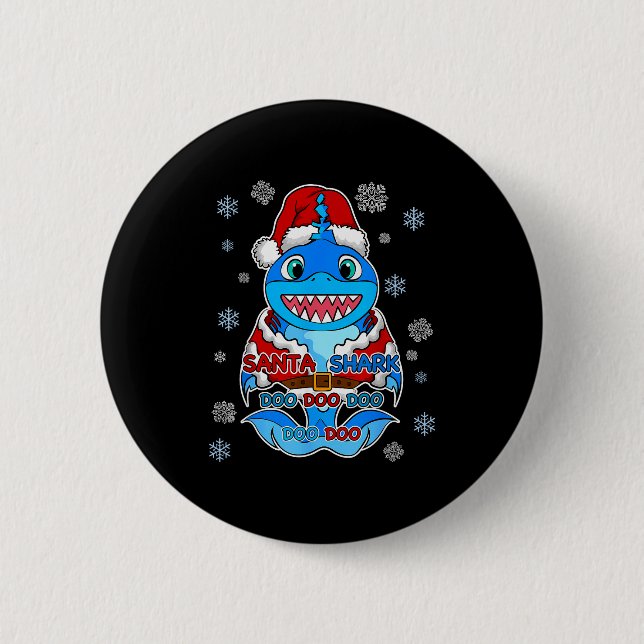 Santa Shark, Shark In A Santa Suit, Christmas Shar 2 Inch Round Button (Front)