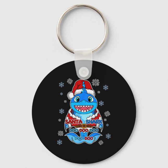 Santa Shark, Shark In A Santa Suit, Christmas Shar Keychain (Front)