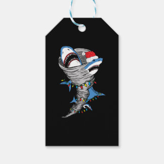 Santa Shark Tornado Merry Christmas Gift Tags