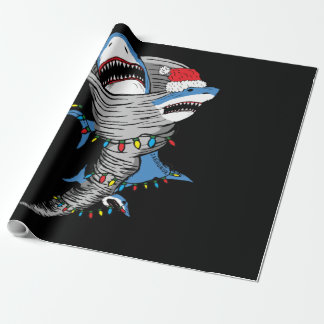 Santa Shark Tornado Merry Christmas Wrapping Paper