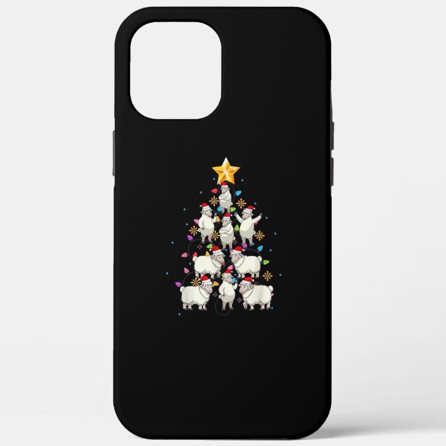 Santa Sheep Christmas Tree Lights Funny Sheep Gift Case-Mate iPhone Case (Back)
