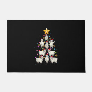 Santa Sheep Christmas Tree Lights Funny Sheep Gift Doormat