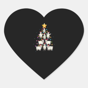 Santa Sheep Christmas Tree Lights Funny Sheep Gift Heart Sticker