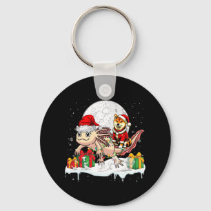 Santa Shiba Inu Riding Axolotl Christmas Owner Kid Keychain
