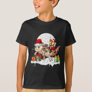 Santa Shiba Inu Riding Axolotl Christmas Owner Kid T-Shirt