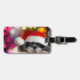 Santa Shih Tzu Luggage Tag