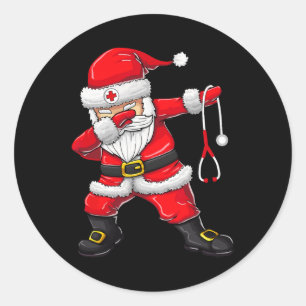 Santa Shirt Christmas Scrub Tops Women Funny Nurse Classic Round Sticker