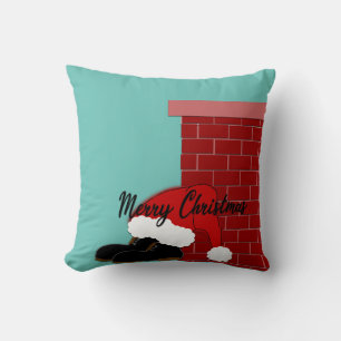 santa shoes chimney  throw pillow