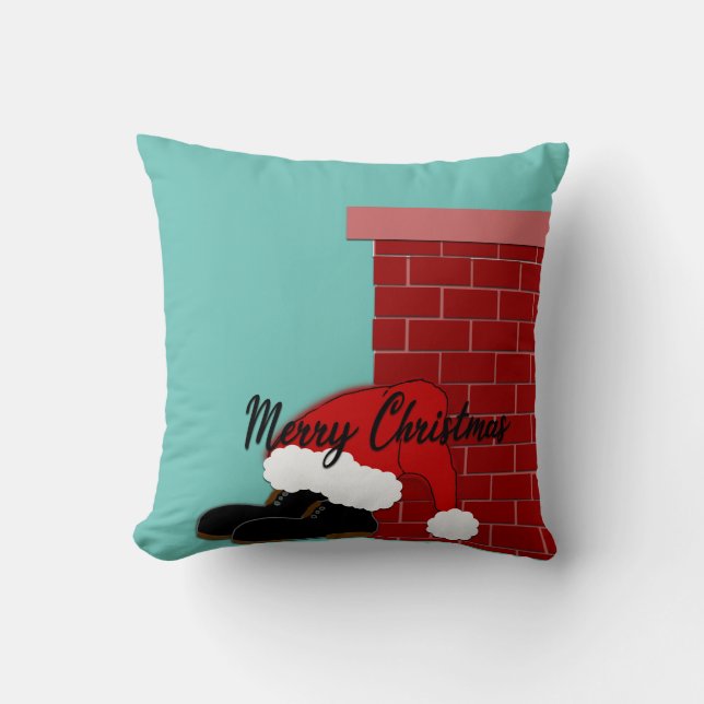santa shoes chimney  throw pillow (Front)