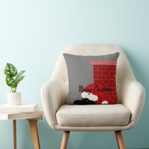 santa shoes chimney throw pillow