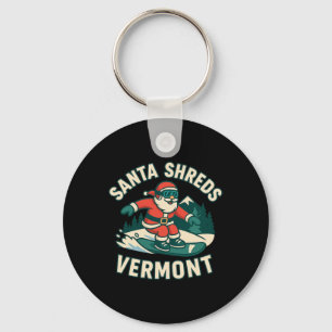 Santa Shreds Vt Shirt Funny Skiing Snowboard Xmas  Keychain