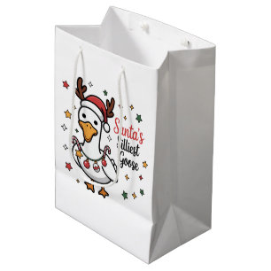 Santa Silly Goose Christmas Duck Funny Cute  Medium Gift Bag