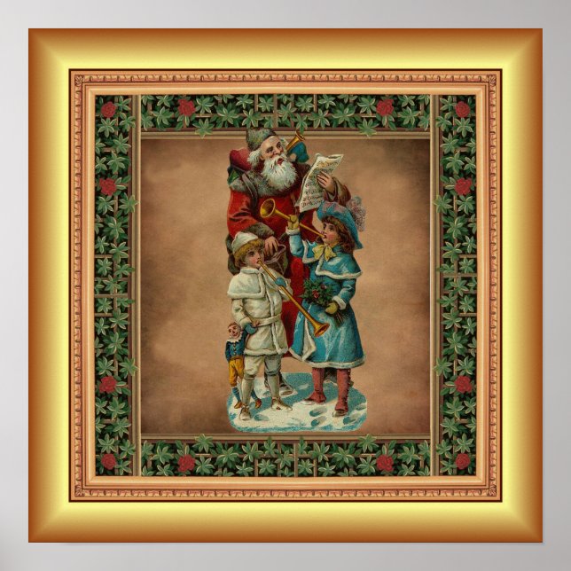 Santa Singing ~ Children Playing Christmas Music ~ Poster (Front)