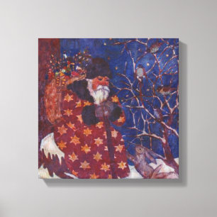 Santa Sitting On A Snowy Log Canvas Print