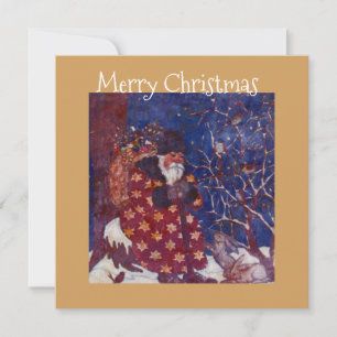 Santa Sitting On A Snowy Log Holiday Card