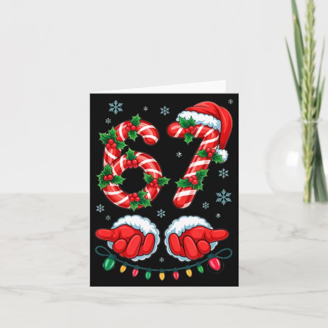 Santa Six Seven 67 Meme Christmas 67 Candy Cane Ki Card (Front)
