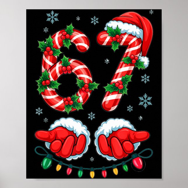 Santa Six Seven 67 Meme Christmas 67 Candy Cane Ki Poster (Front)