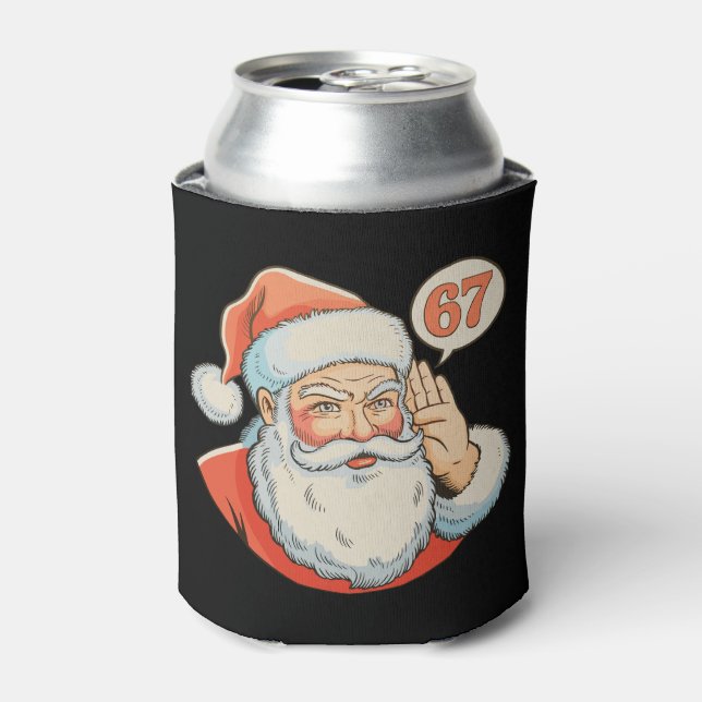 Santa Six Seven 6 7 67 Christmas Funny Xmas Meme Can Cooler (Can Front)