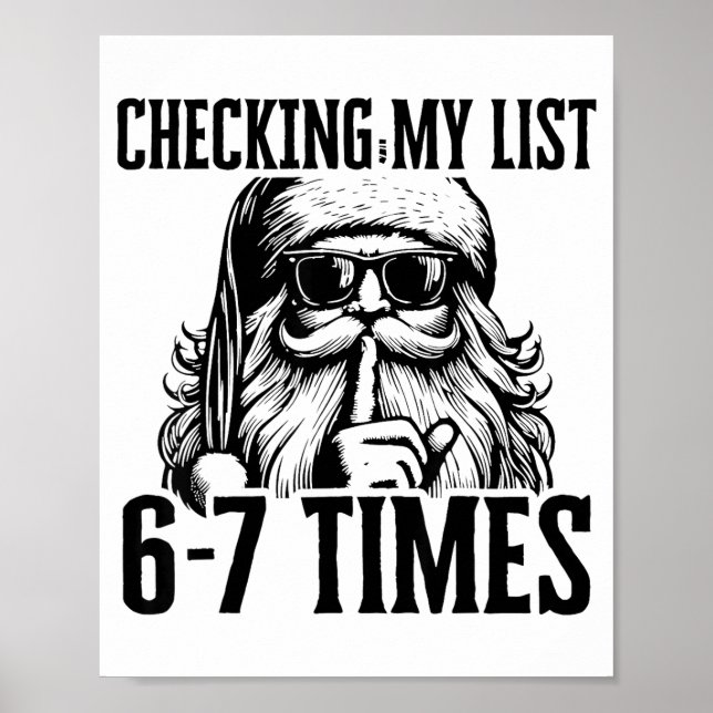 Santa Six Seven 6 7 Meme Funny Christmas Holiday H Poster (Front)
