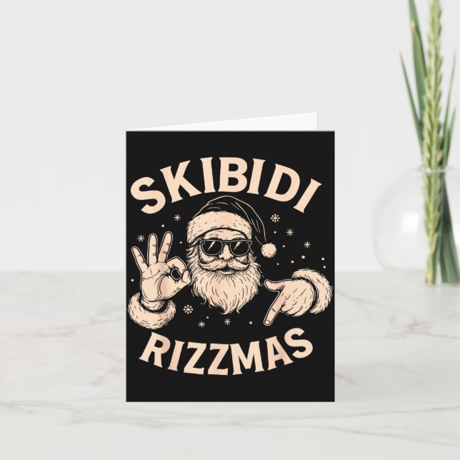 Santa Six Seven Meme 67 Hands Sign Rizz Skibidi Ri Card (Front)