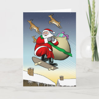 Santa Skateboard Card