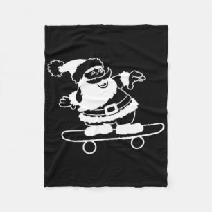 Santa Skateboard Christmas Pajama X-mas Skateboard Fleece Blanket