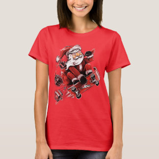 Santa Skateboarding T-Shirt